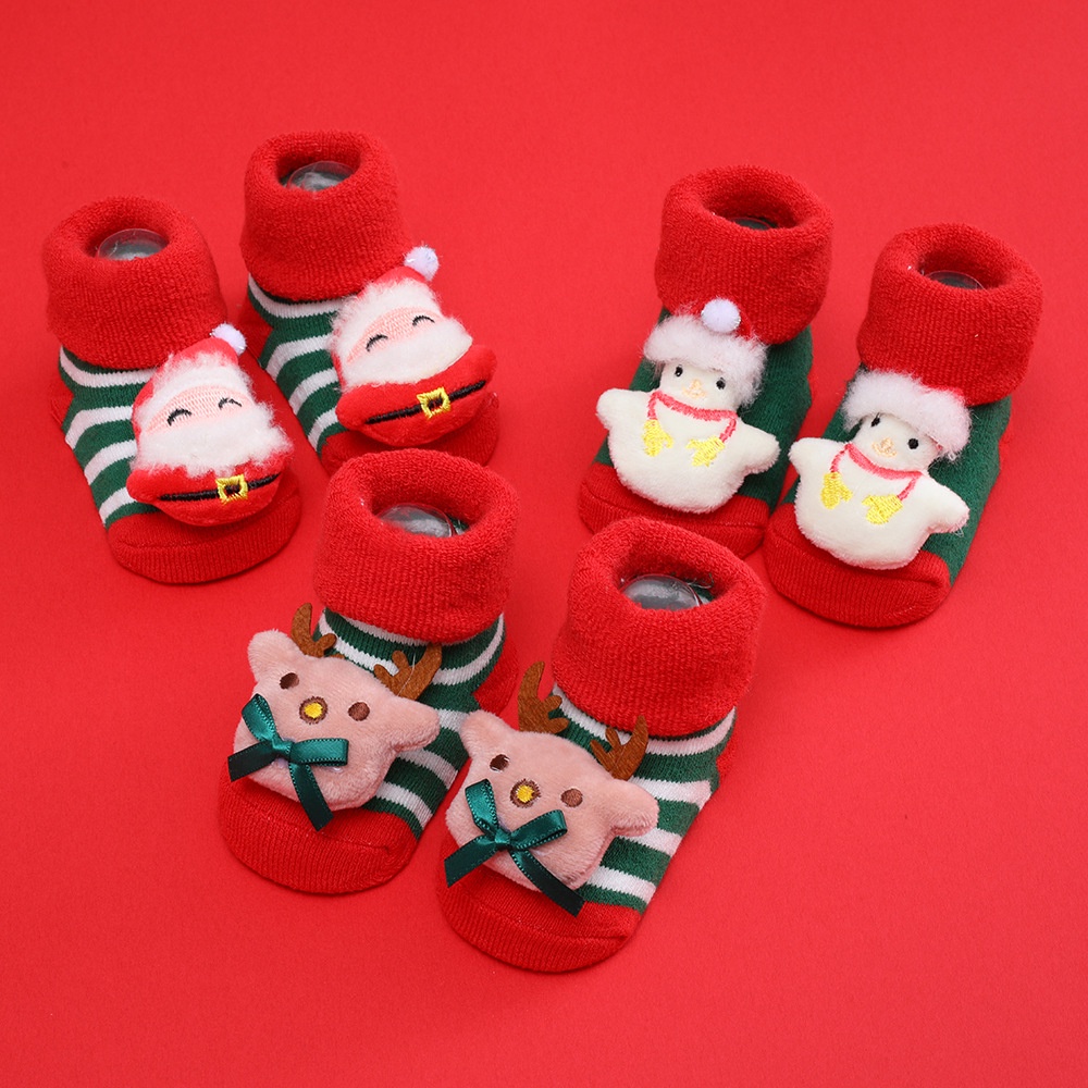 Vớ Cotton Chống Trượt In Họa Tiết Giáng Sinh Dành Cho Trẻ Sơ Sinh