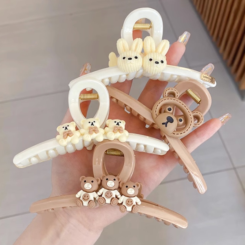 1 Kẹp Tóc Hình Cá Mập / Gấu Bằng Acrylic Dễ Thương Đa Năng Phong Cách Hàn Quốc