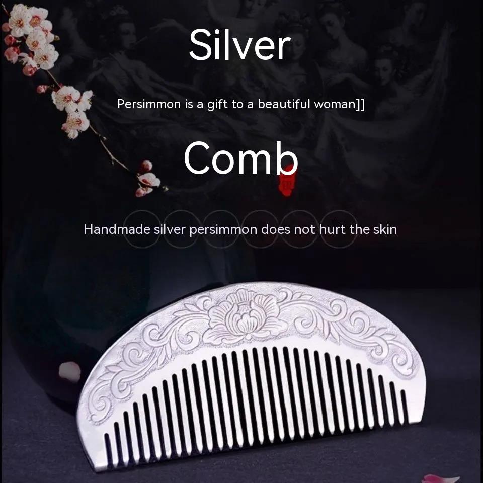 Lược Chải Tóc Bằng Bạc Sterling Hình Bán Nguyệt Phong Cách Hong Kong S999