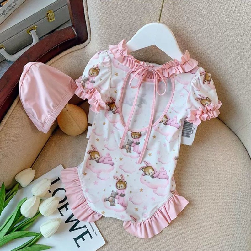 Bộ Đồ Bơi Một Mảnh Họa Tiết Hoa Hở Lưng Thời Trang Mùa Hè 2023 Cho Bé Gái