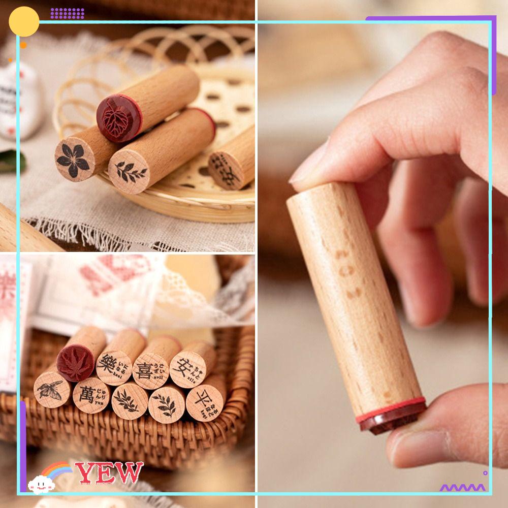 Set 4 Con Dấu Bằng Gỗ Và Cao Su Dùng Để Trang Trí Sổ Tay / Trường Học