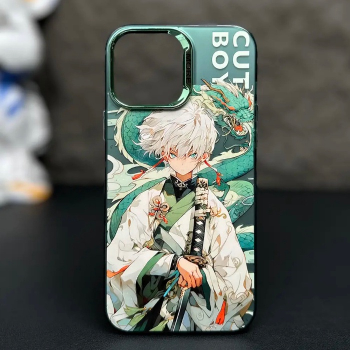 Ốp Điện Thoại Họa Tiết Cô Gái / Chàng Trai Màu Xanh Lá Kiểu Trung Hoa Chống Rơi Cho iPhone 14 13 12 11 Pro Max