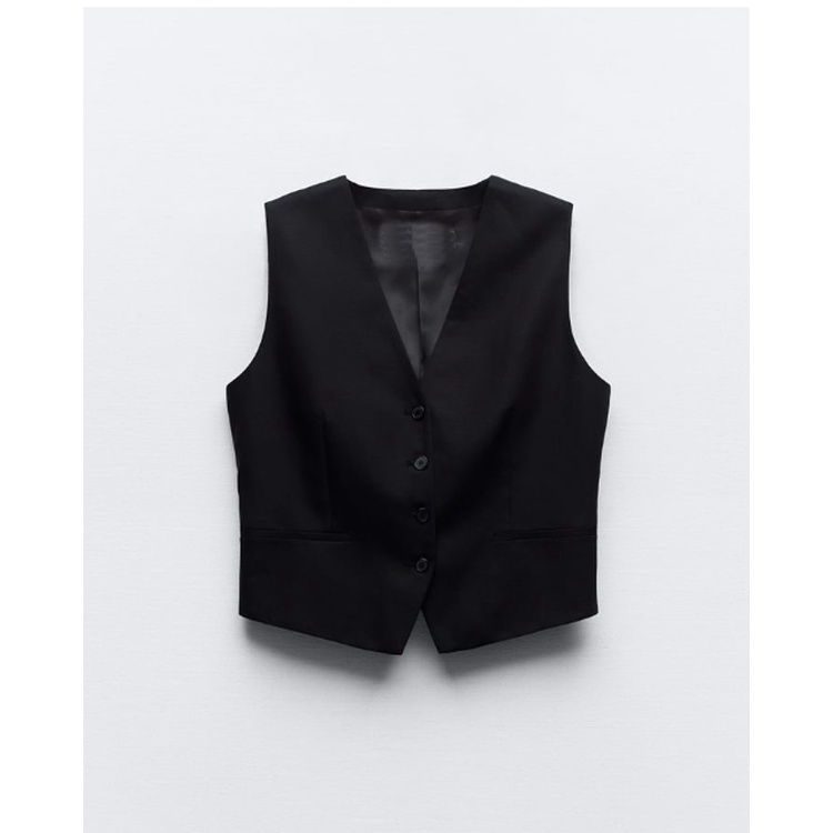 Zara Bộ Áo Lanh Không Tay + Chân Váy Lưng Cao Xinh Xắn Dành Cho Nữ7839967 7828967