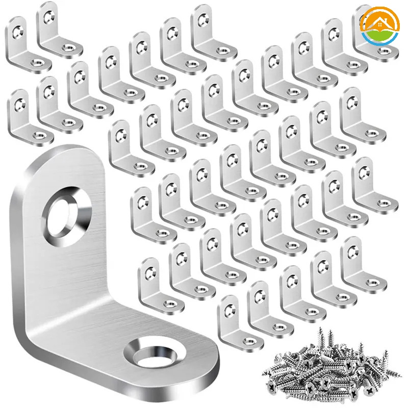 Giá Đỡ Góc Tủ Hình Chữ L Bằng Thép Không Gỉ Kèm Ốc Vít
