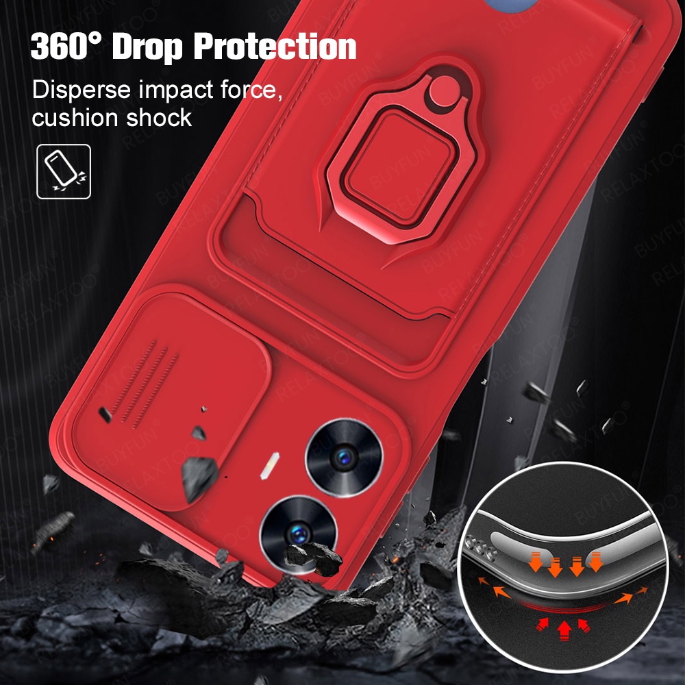 Ốp Điện Thoại TPU Mềm Có Nắp Trượt Bảo Vệ Ống Kính Máy Ảnh Cho Realme C55 Realmi C55 C 55 55C RealmeC55 6.72Inches