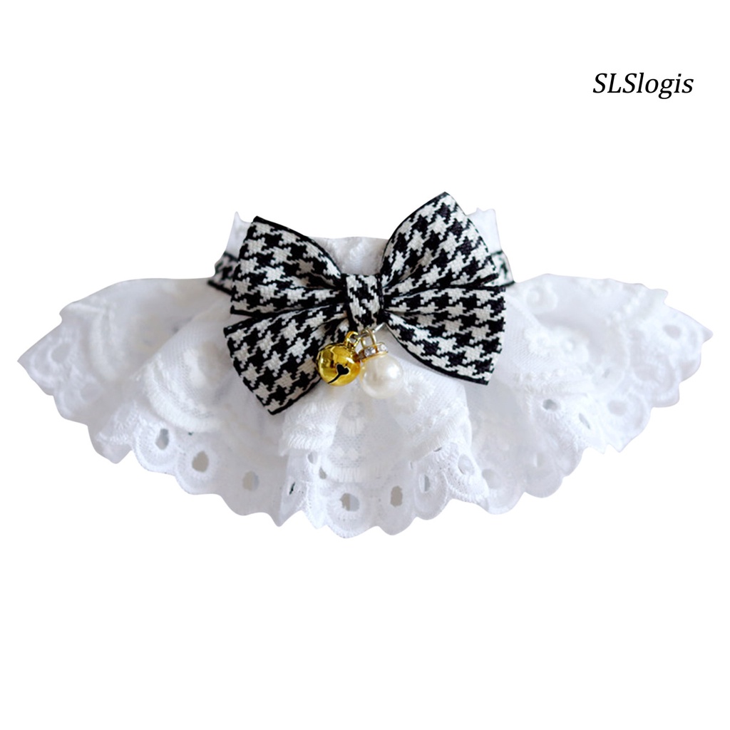 Slslogis Khăn Quàng Cổ Phối Ren Trang Trí Viền Vòng Hoa Thủ Công Thời Trang Cho Thú Cưng Bên Ngoài