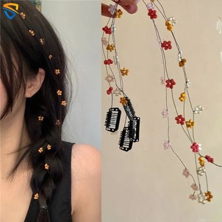Kẹp tóc đính hoa ngọc trai giả phối dây xích thời trang cho nữ