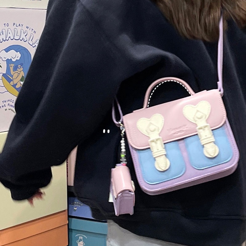 SHI CHEN Túi Đeo Chéo Vai Hình Vuông Nhỏ Nhắn Màu Kem Phong Cách Nhật Bản Và Hàn Quốc Thời Trang