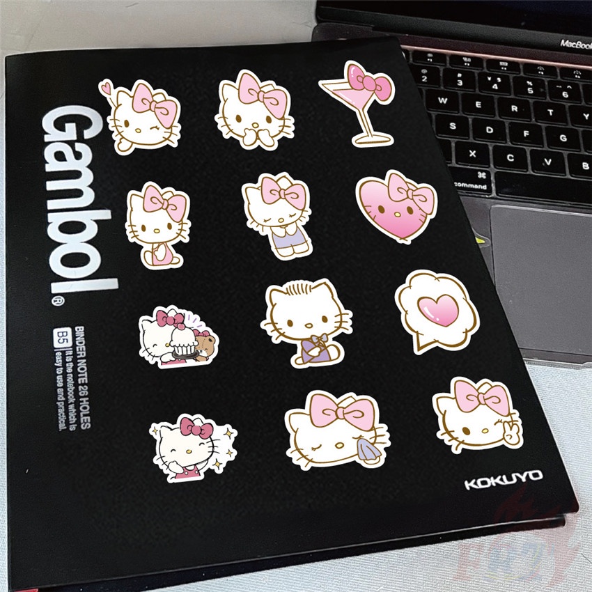 ❉ Hình Dán Hello Kitty Màu Hồng Series 01 ❉ Bộ 60 Sticker Chống Thấm Nước Họa Tiết Doodle Hợp Thời Trang