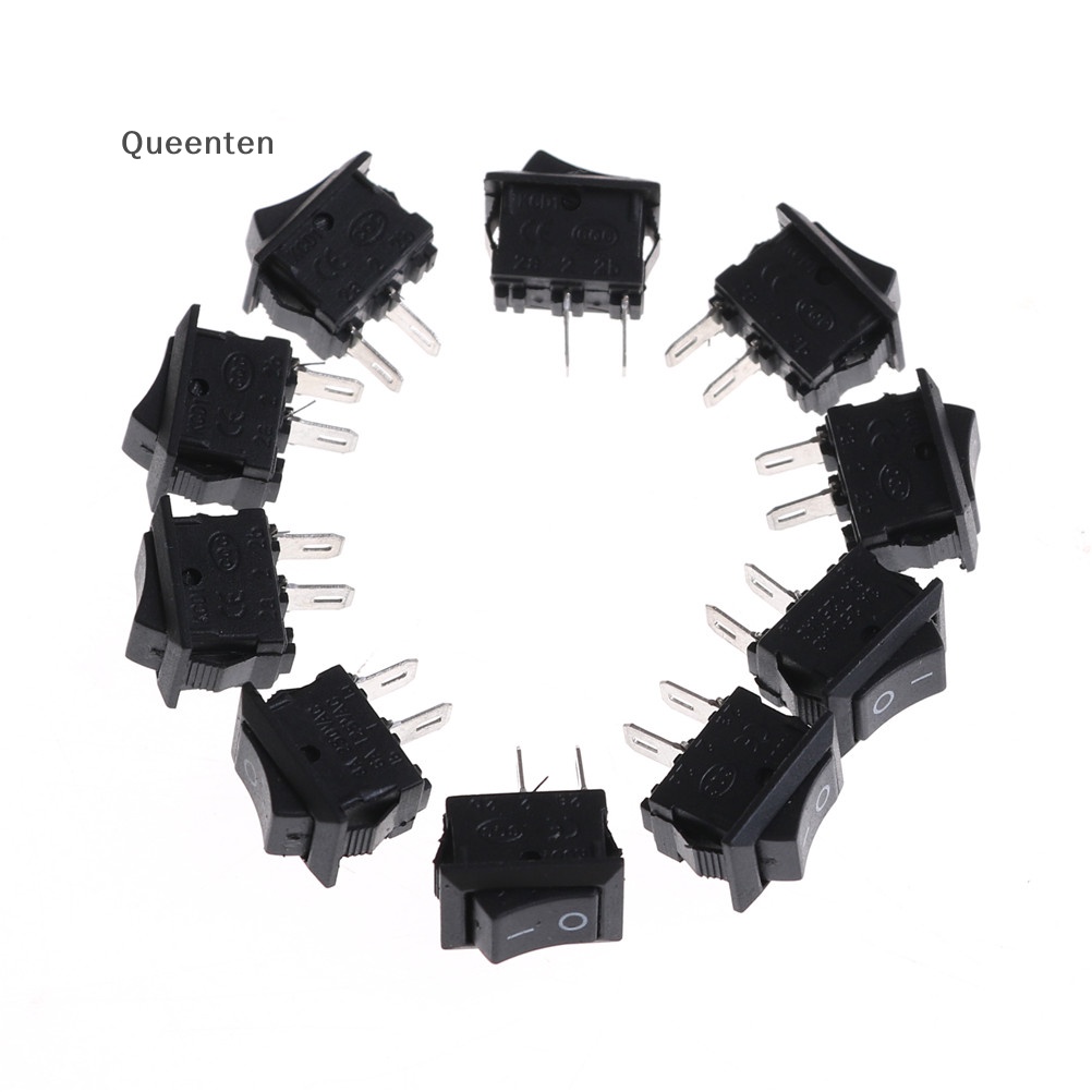 Queenten 10 cái 10 * 15mm công tắc rocker đen nhỏ kcd1-11 250vac / 3a 6a 125v ac 2p công tắc qt