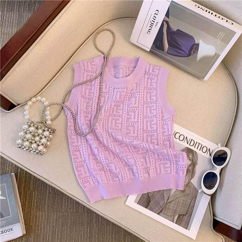 Áo Sweater Sát Nách Màu Tím Thời Trang Mùa Hè Cao Cấp Cho Nữ