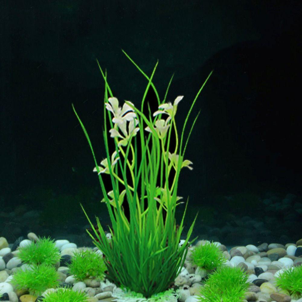 Isitaftb Cây Cảnh Giả Bằng Nhựa Màu Xanh Lá Cây 13cm Trang Trí Bể Cá