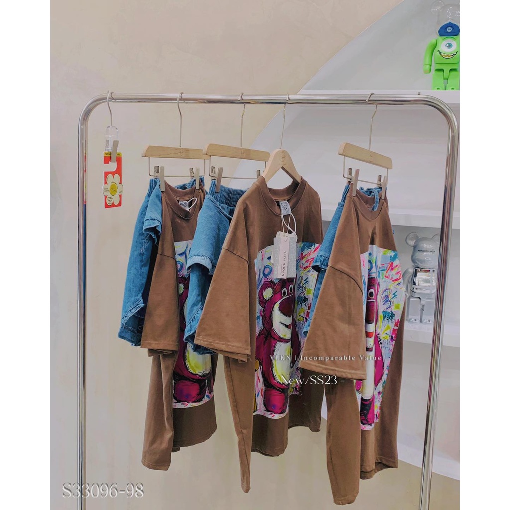 Set gấu dâu chân váy bèo