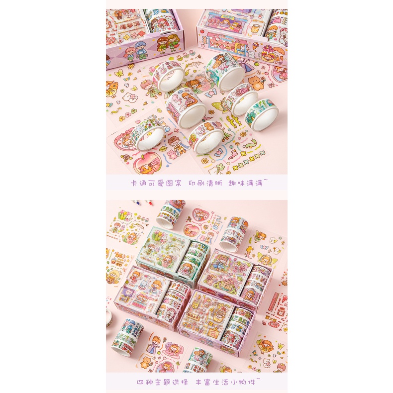 Bộ Sticker Dán Trang Trí Họa Tiết Hoạt Hình Dễ Thương Cho Bé Gái DIY