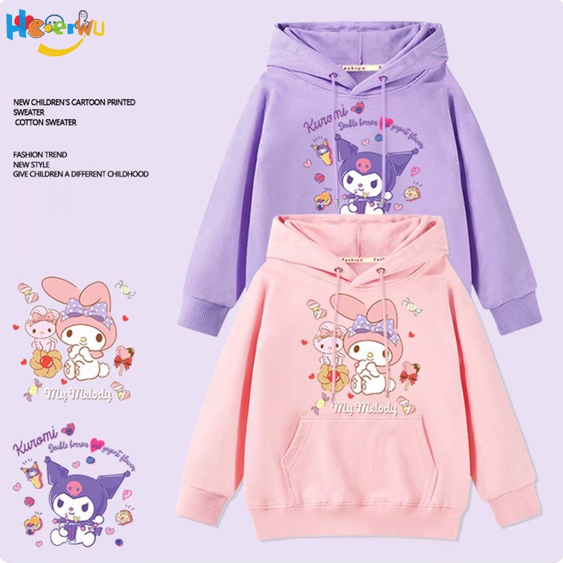 Haoerwu Áo sweatshirt Có Mũ Trùm Đầu Hình Melody Tikulomi Dễ Thương Ngọt Ngào Thời Trang Thu Đông Cho Bé Gái
