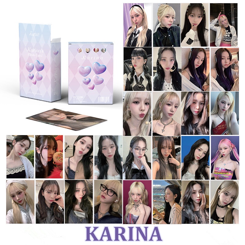 50pcs/box KARINA AESPA Photocards Album Laser Lomo Cards Solo Kpop Collection Kpopfan store