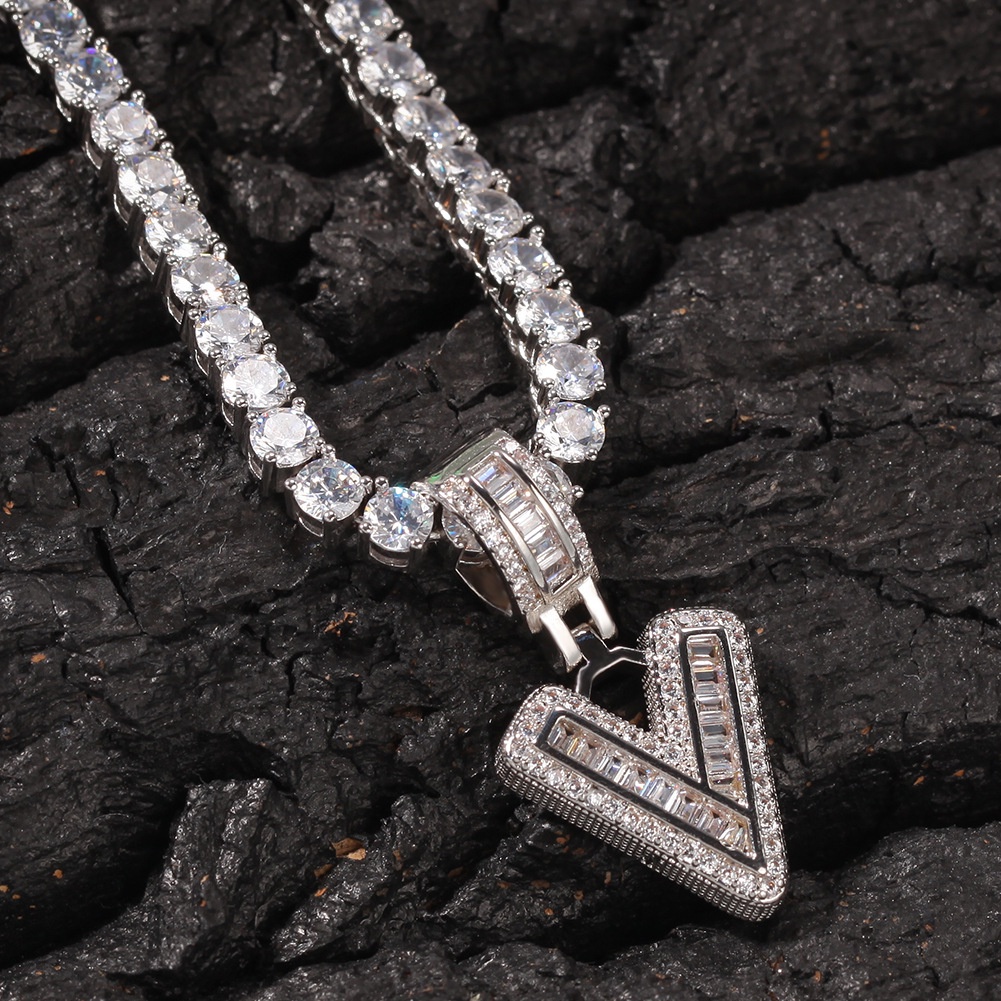 Dây Chuyền Mặt Chữ Cái Đính Đá Zircon Màu Kẹo Ngọt Phong Cách Hip Hop Thời Trang