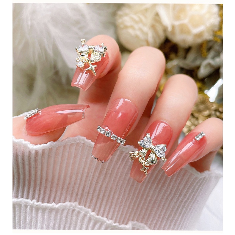 Miếng Dán Trang Trí Móng Tay Hình Nơ Bằng Kim Loại Sang Trọng