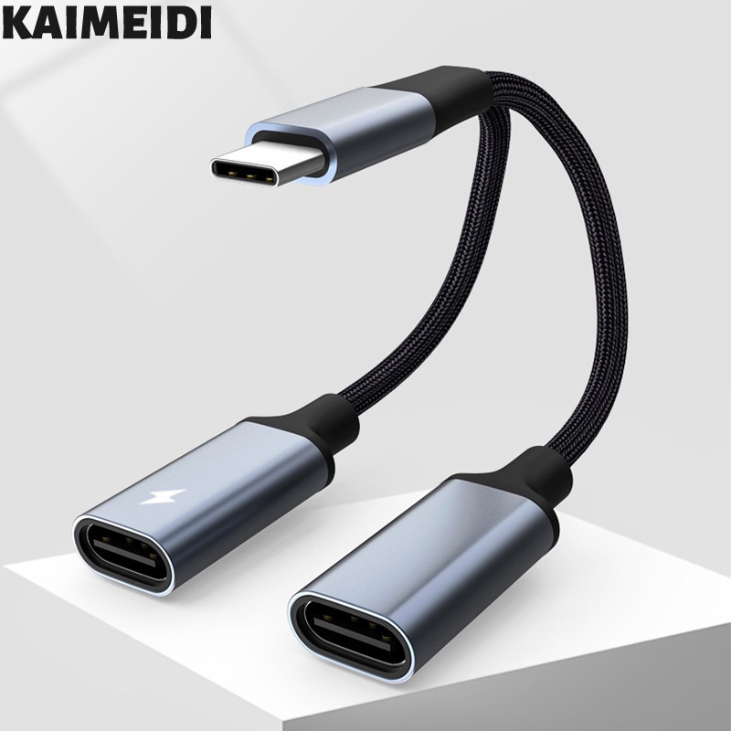 Cáp chuyển đổi KAIMEIDI type C hai cổng cắm sạc chuyên dụng cho điện thoại