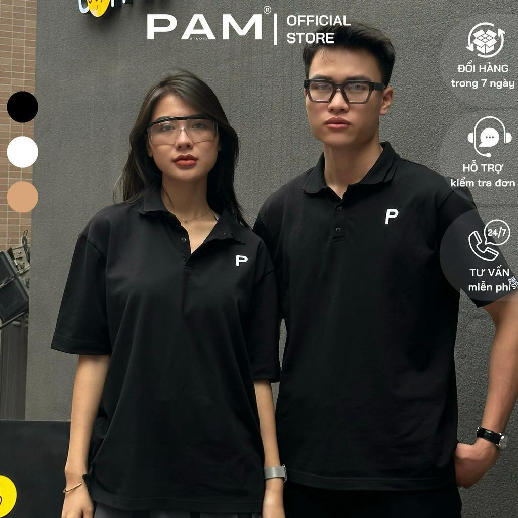 L11 - Áo Polo Cotton Cá Sấu 260gsm PAMSTUDIO , Áo Polo Thêu Chữ Unisex