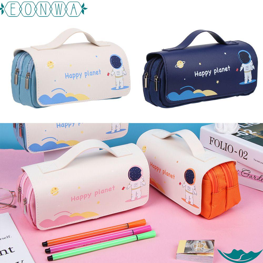 Túi Đựng Bút In Hình Phi Hành Gia Hai Ngăn Sức Chứa Lớn Có Khóa Kéo