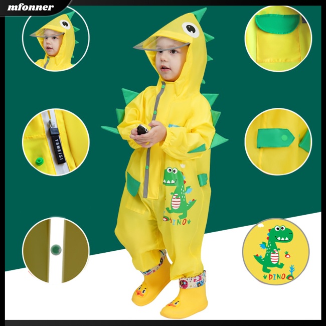 Áo Mưa Liền Thân Có Mũ Trùm Họa Tiết Hoạt Hình Phản Quang Xinh Xắn Dành Cho Bé