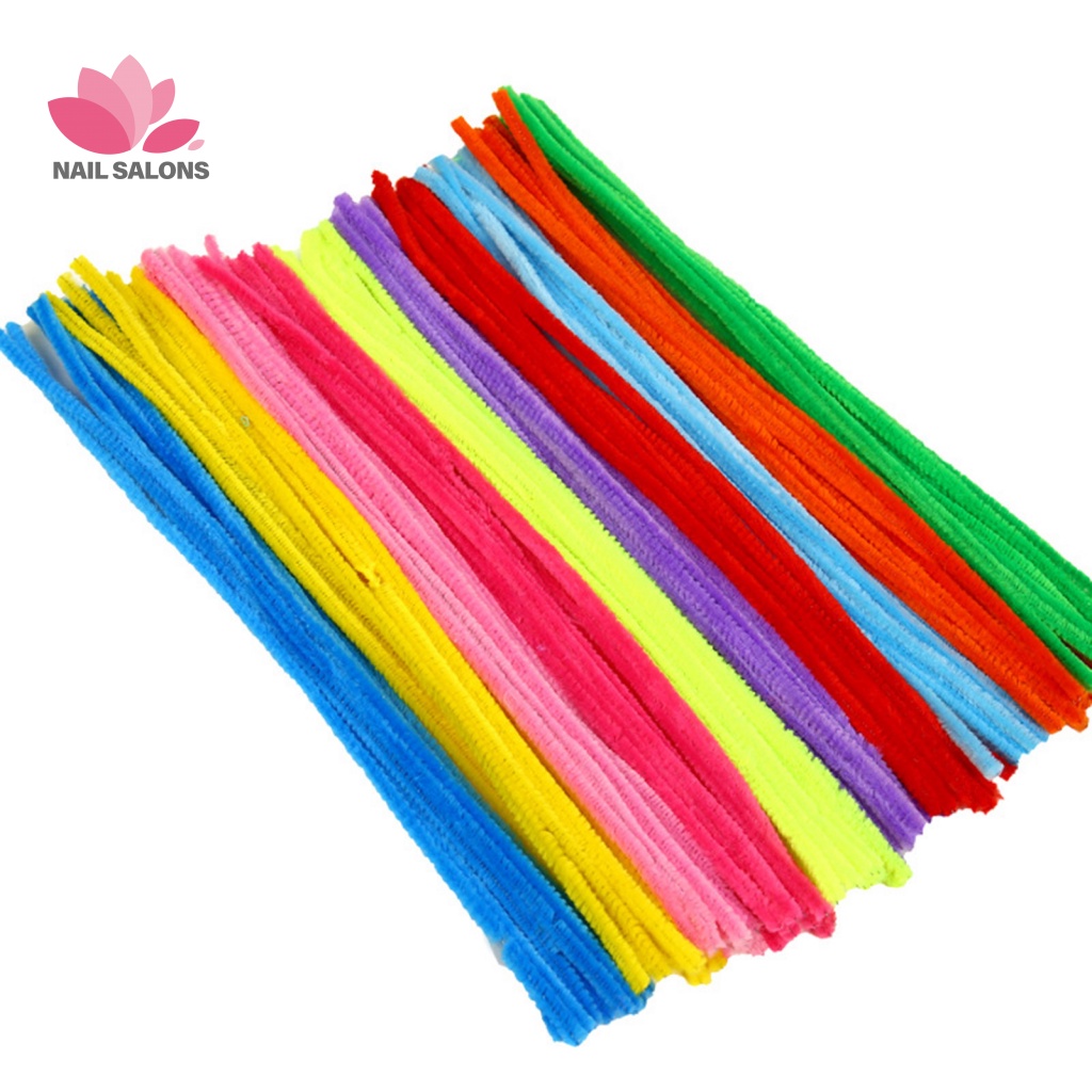 Set 100 Thân Dây Xoắn Bằng Vải Chenille Mềm Màu Sắc Tươi Sáng Dùng Làm Đồ Thủ Công Trang Trí Nội Thất