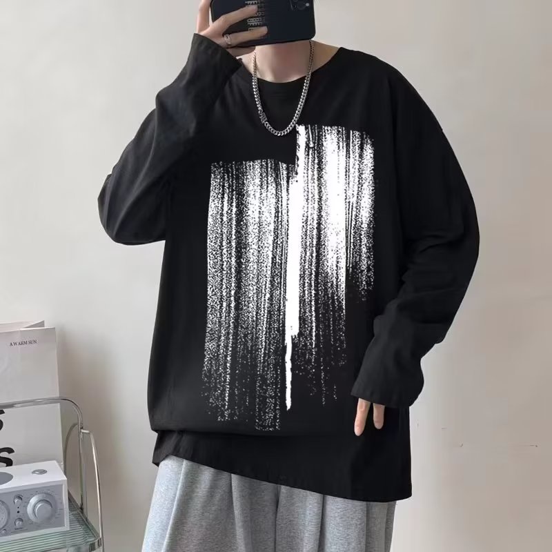 Áo phông nam big size có size lớn M-8xl Áo Thun Tay Dài Oversize Chất Liệu Cotton In Họa Tiết Thời Trang Mùa Thu Cho Nam Và Nữ