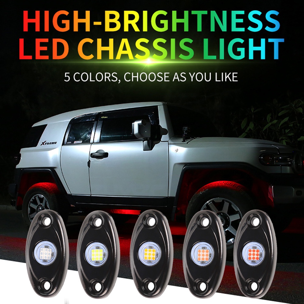 Đèn gầm led 12v chống thấm nước hợp kim nhôm off-road lưới tản nhiệt xe tăng đèn tín hiệu cho ô tô xe huấn luyện viên xe suv xe tải van màu đỏ xanh
