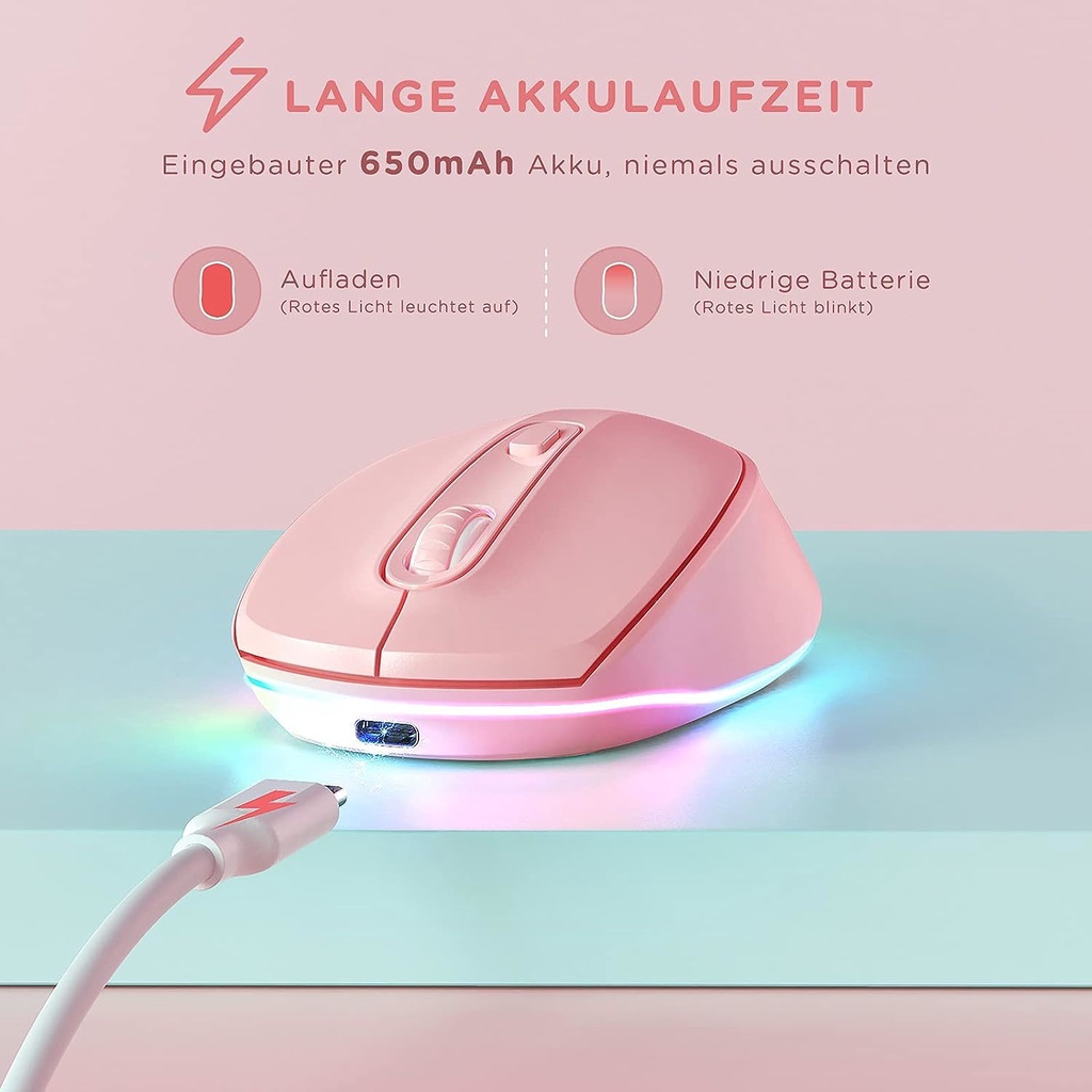 Jomaa Chuột Không Dây 2.4g Có Đèn led Màu Hồng Cho laptop / pc / chromebook / windows