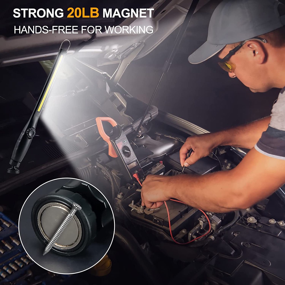 Cob Đèn Pin led Từ Tính Sạc usb Có Móc Treo Dùng Đi Cắm Trại / Sửa Chữa Xe Hơi