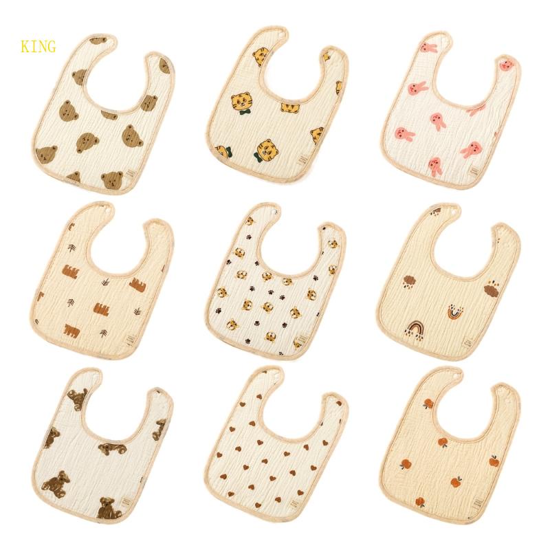 King u-shaped bib cartoon baby drool bib khăn cho con bú thoáng khí 6-lớp cho trẻ sơ sinh