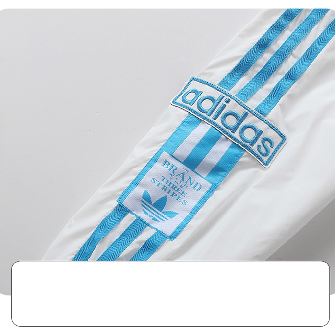 Adidas 100% original clover unisex thêu logo ngoài trời áo gió có mũ trùm đầu không thấm nước cặp đôi áo khoác bỏ túi ba-stripe cổ điển