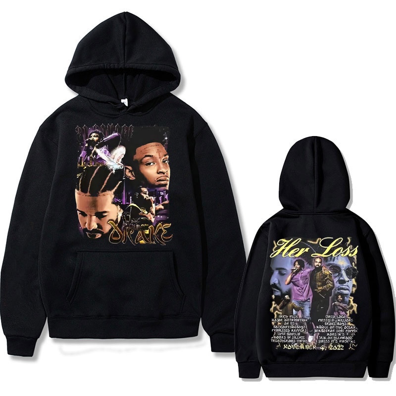 Hip hop rapper drake boys hoodie her loss music album in hoodies nam oversized streetwear nam nữ fleece casual sweatshirt