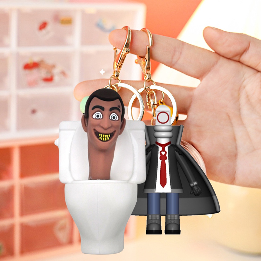 Trò chơi skibidi toilet keychain phim hoạt hình dễ thương nhân vật anime pvc vui nhộn túi xe hơi phụ kiện cho đồ chơi trẻ em quà tặng sinh nhật