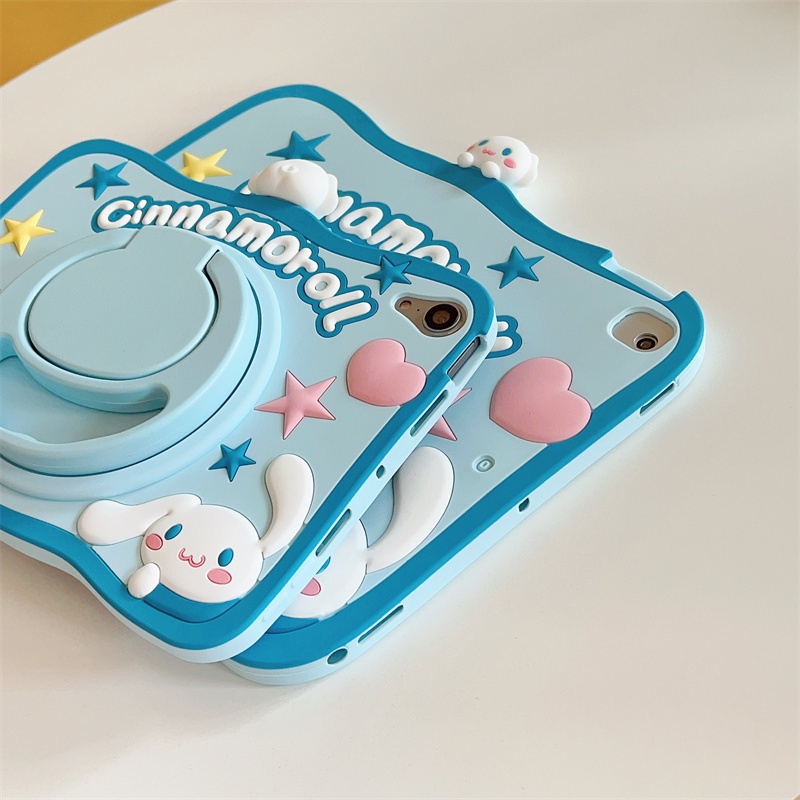 Dành cho ipad 10 pro phim hoạt hình 3d dễ thương sanrio cinnamoroll 360° Vỏ silicon có thể xoay được cho ipad pro 11 / ipad 10.2 / ipad 9.7 / ipad air 4 air5 / ipad mini 6 5 4 3 2 1 vỏ máy tính bảng mềm