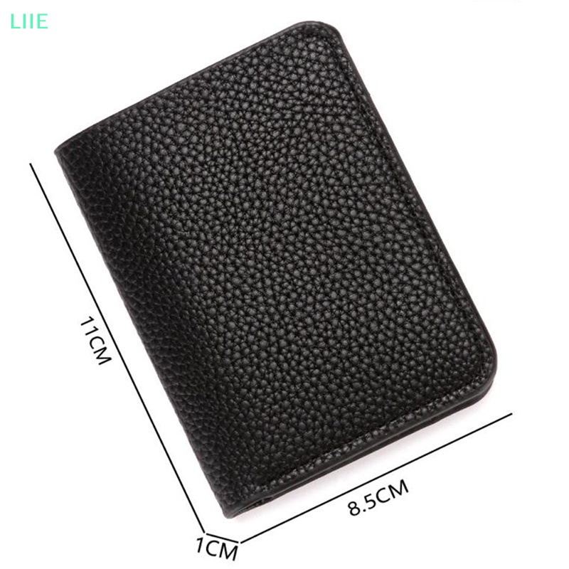 Li thời trang nam mềm ví da pu mẫu vải thiều mini coin ví chủ thẻ bằng lái xe tức là