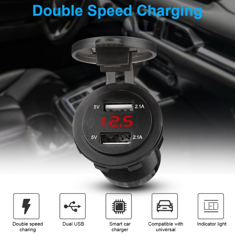 Bộ sạc 2 cổng USB 5V 4.2A 12V 24V cho xe hơi/xe máy | BigBuy360 - bigbuy360.vn