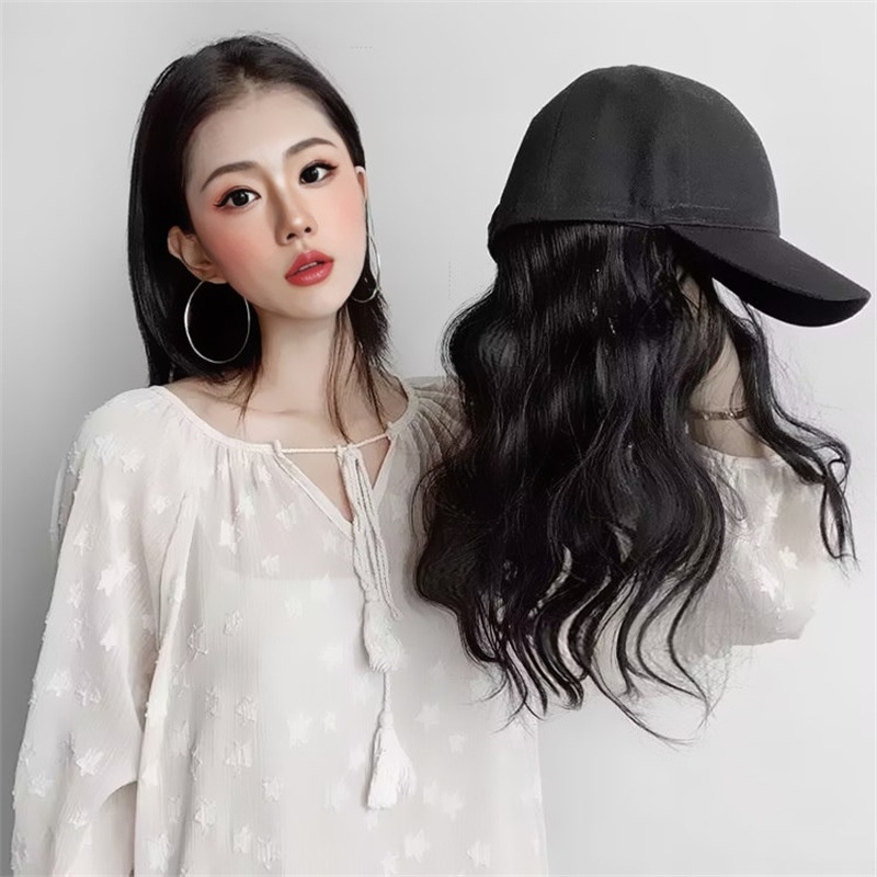 Tóc giả mới mũ xu hướng tóc dài trung bình sóng lớn của phụ nữ, tích hợp tóc nhân tạo che toàn bộ đầu
