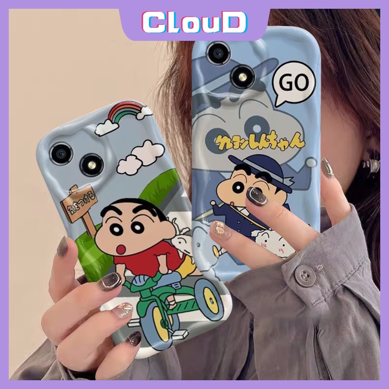 Đối với realme c25y c31 c3 c30 c1 c20 c35 c25 c12 c53 c11 c55 6i 9i c15 c21y c21 c33 5i 5s 7i 5 c25s c20a c2 3d gợn sóng cặp đôi cạnh cong phim hoạt hình hài hước bút chì màu shin-