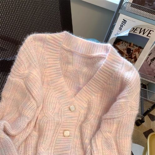 Áo Khoác Cardigan Dệt Kim Tay Dài Màu Sắc Xinh Xắn Cho Nữ