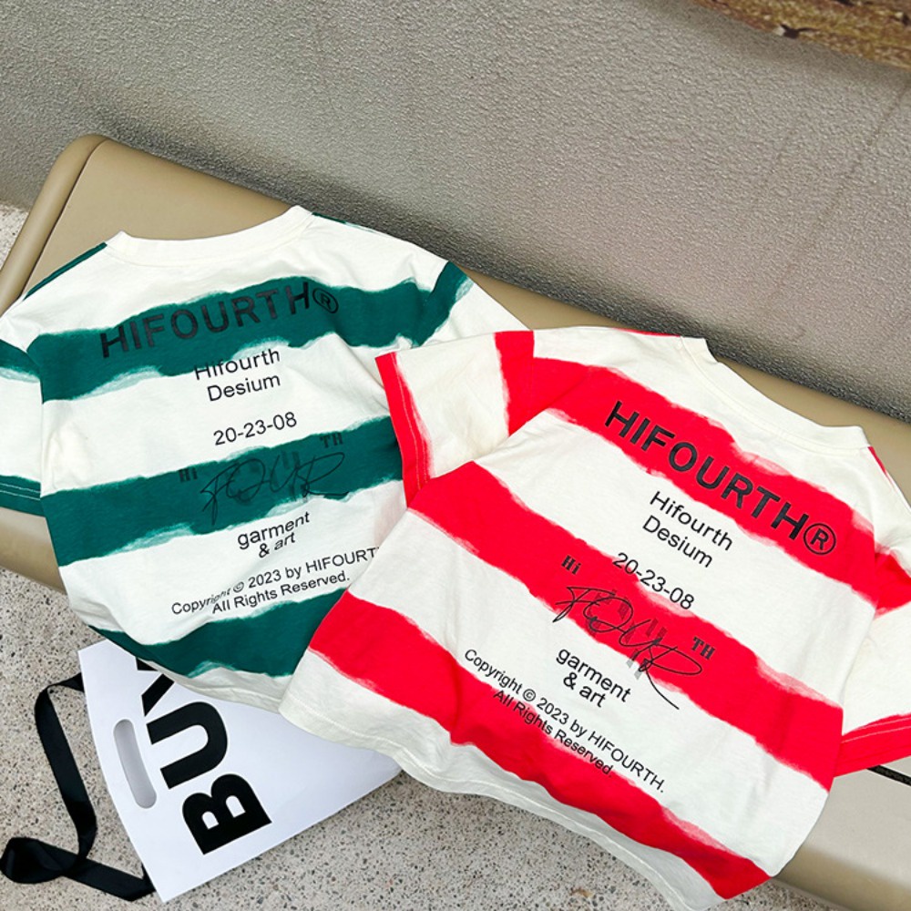 Áo sơ mi trẻ em bé trai và bé gái mẫu mùa hè đẹp trai sọc ngắn tay áo t-shirt chữ em bé in áo sơ mi đáy rời