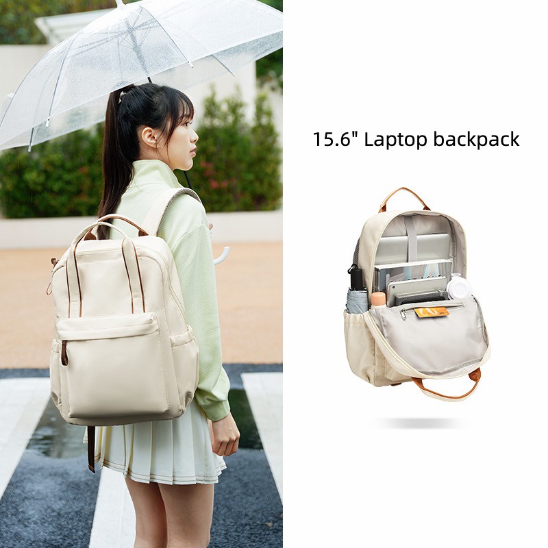 MINGKE Túi đựng máy tính xách tay 15,6 inch ba lô đi học cho nữ dung tích lớn chống nước chống va đập thời trang sinh viên