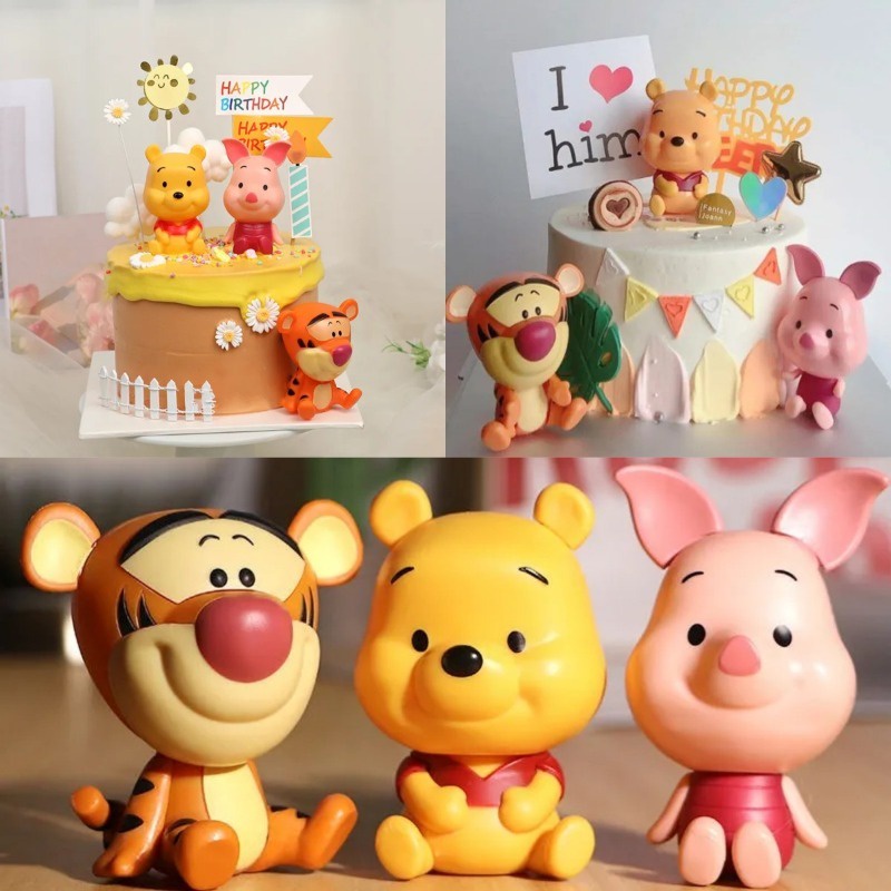 8 cm anime winnie the pooh hành động hình bánh topper pooh tigger piglet kawaii doll pvc sưu tầm mô hình đồ chơi trẻ em quà tặng trang trí bánh