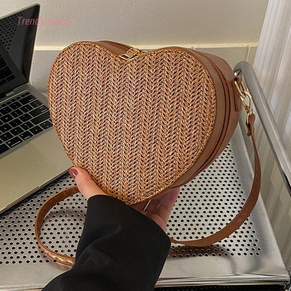 Túi rơm hình trái tim tình yêu dành cho phụ nữ túi đeo vai túi xách thiết kế sang trọng túi xách tote đi biển mùa hè đi nghỉ mát bolsas 2023