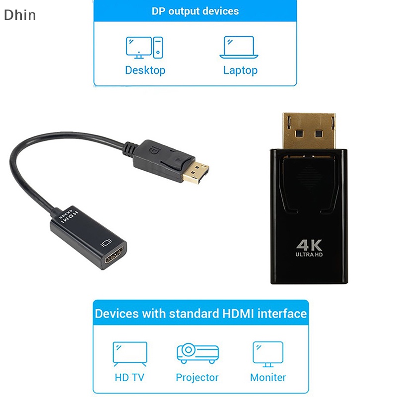 Displayport to hdmi-tương thích adapter dp male to female hdmi-compatible video audio cable hd 4k 1080p for pc tv laptop cod