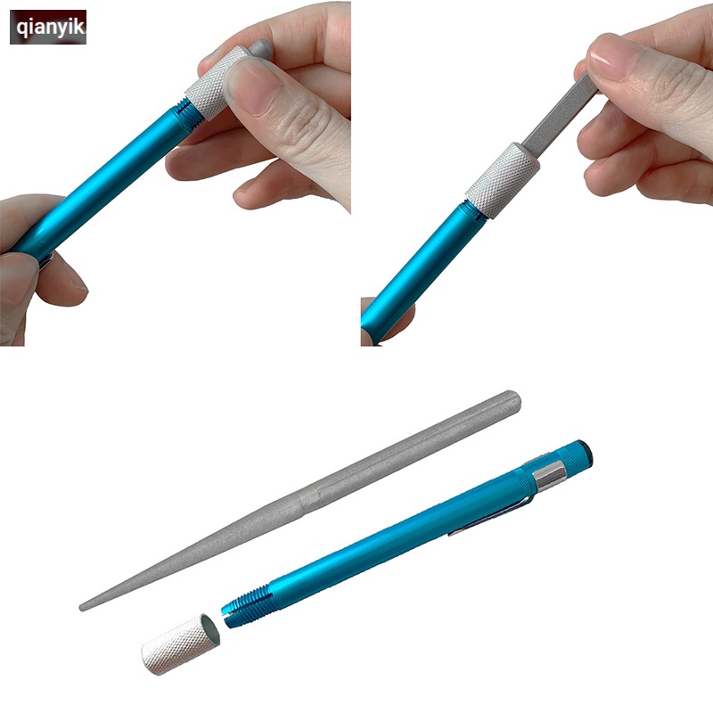 Đa chức năng 3in1 diamond grit sharpener pen file hunting chen knife fish hook tool (qyjq)