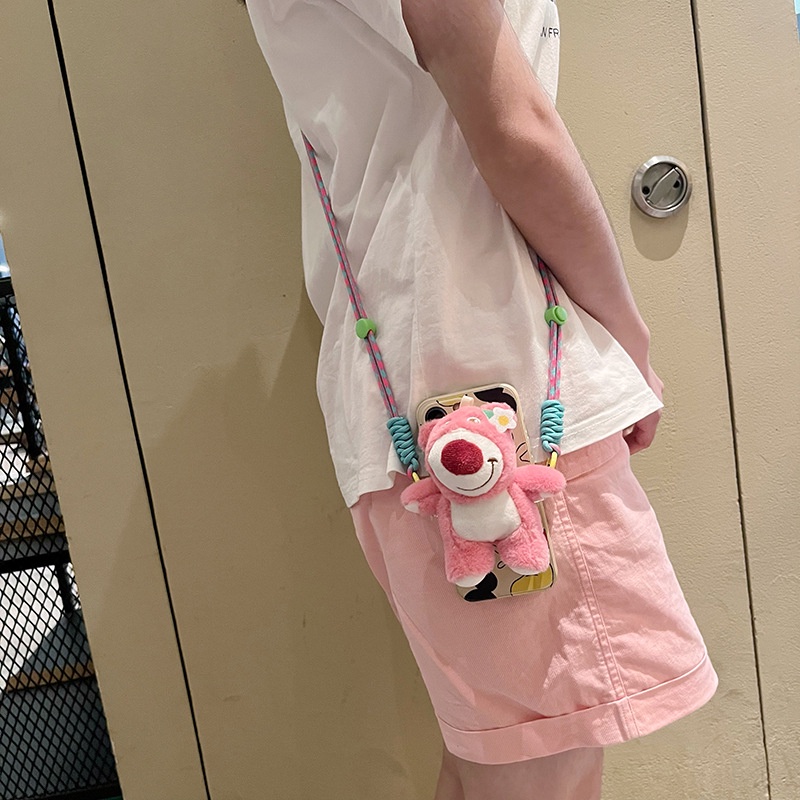 Ere1 lotso stellalou linabell phim hoạt hình điện thoại di động kẹp lưng dễ thương chuỗi chéo búp bê gấu dâu