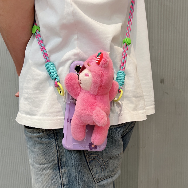 Ere1 con thỏ con phim hoạt hình điện thoại di động kẹp lưng dễ thương búp bê chuỗi chéo