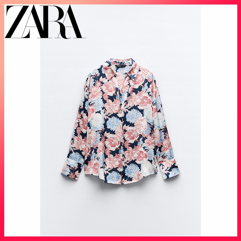 Áo sơ mi satin in hoa dành cho nữ mới của zara